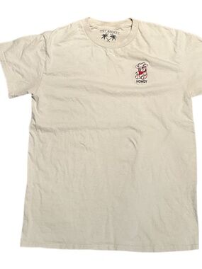 Riot Society T Shirt Mens S Small Cream Short Sleeve Bear Logo Crew Neck